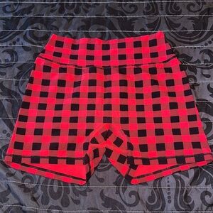 BuffBunny Red and Black Plaid Shorts